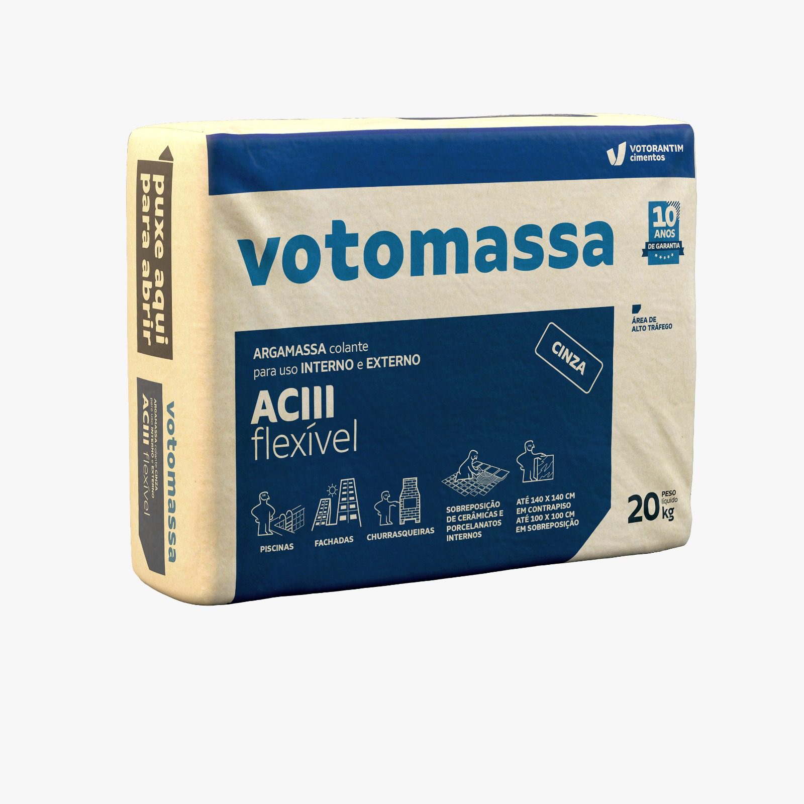 Argamassa Votomassa AC III flexível cinza de 20 quilos